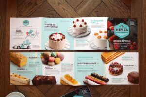 Dessert menu, десертное меню, дизайн меню, торт в Пушкине, доставка пирожных, Brochures design