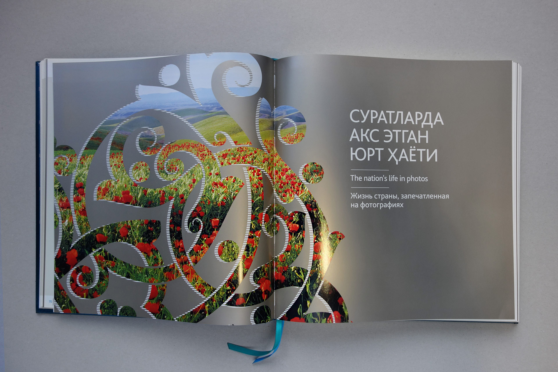 Asgard Branding, anniversary album, smut title design, silver printing, printed publications, book design, Uzbekistan 25
