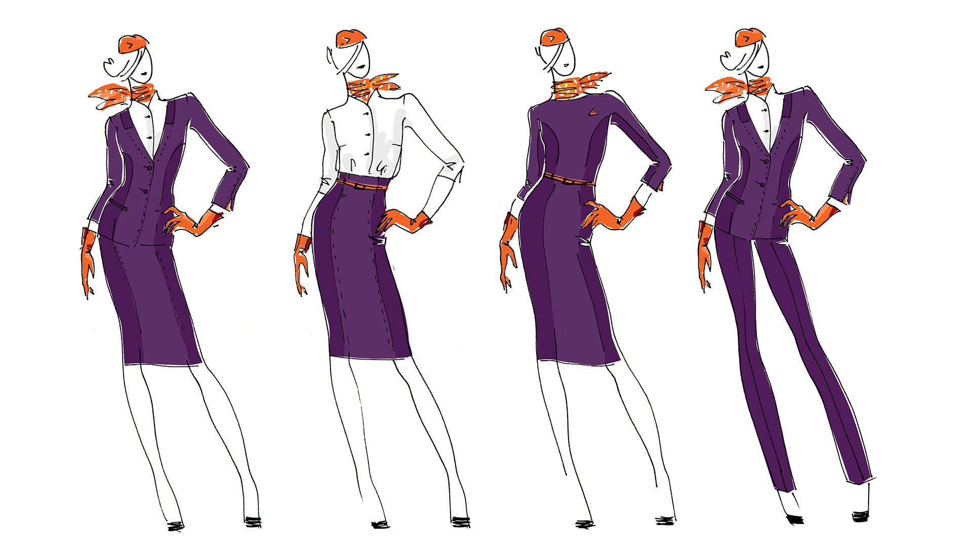 Авиакомпания Азимут, униформа, design of corporate uniform, Azimuth Airlines, sketches of uniform