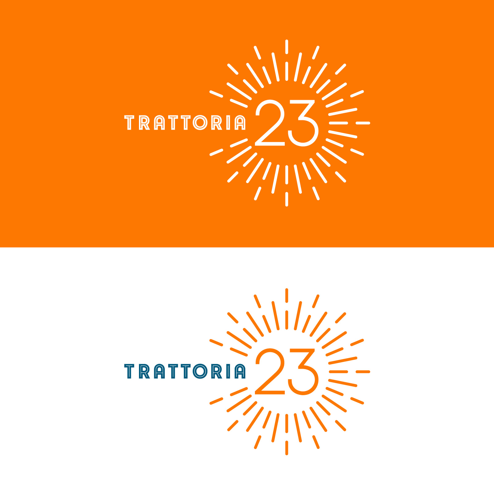 Trattoria 23, брендинг, лого, солнце, брендинг ресторана, Asgard Branding