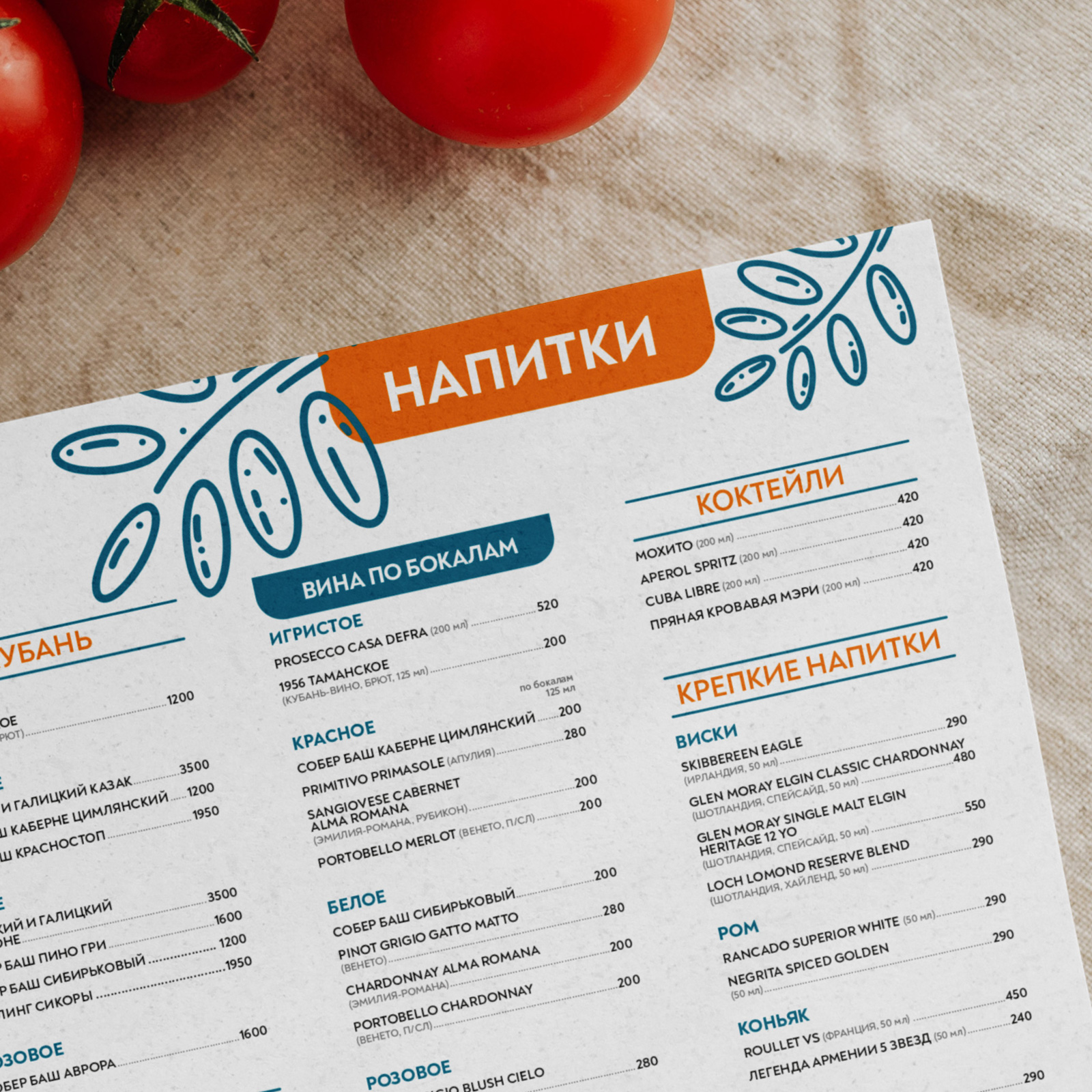 Trattoria 23, брендинг, HoReCa, меню, брендинг ресторана