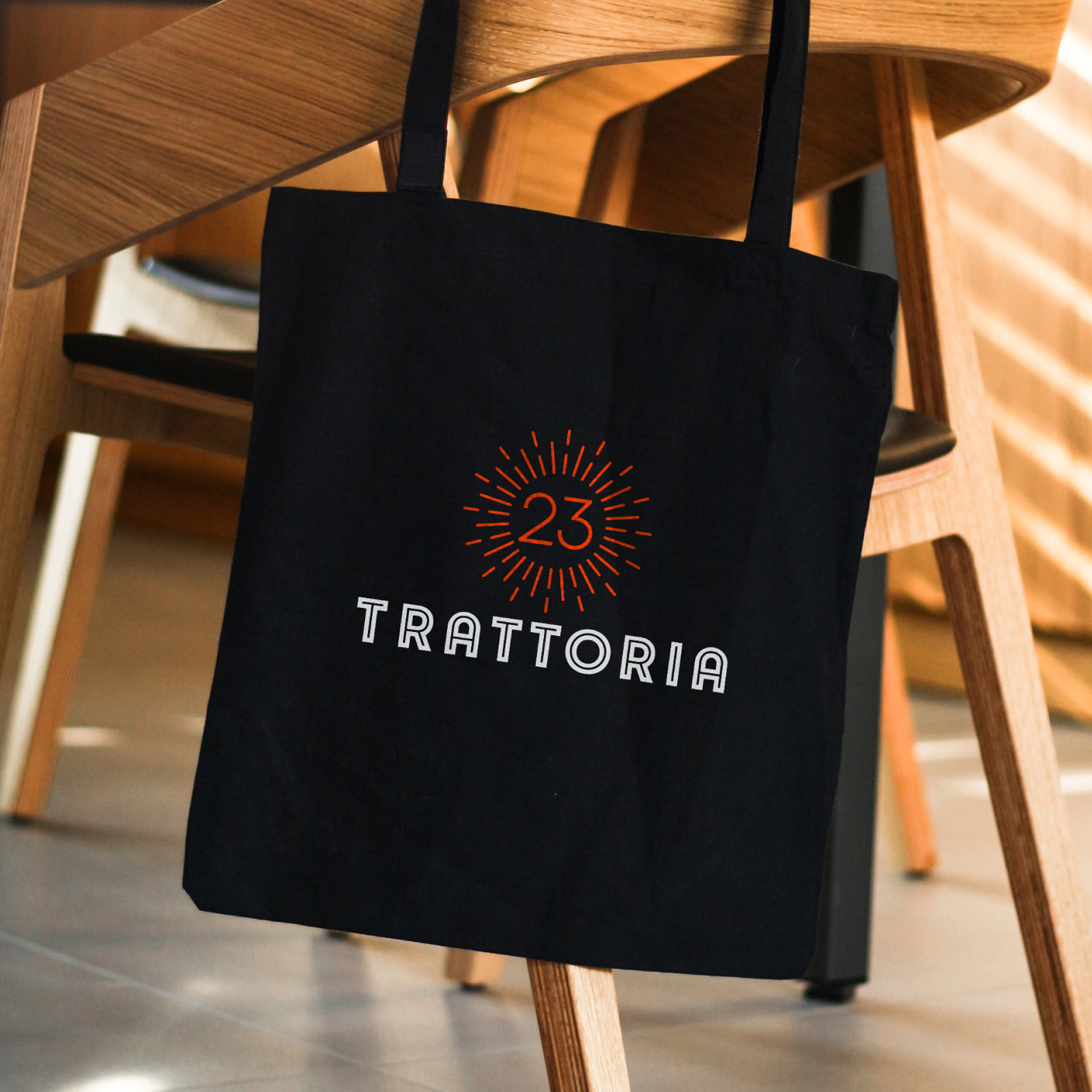 Trattoria 23, брендинг, HoReCa, лого, мерч, брендинг ресторана, шоппер, Asgard Branding