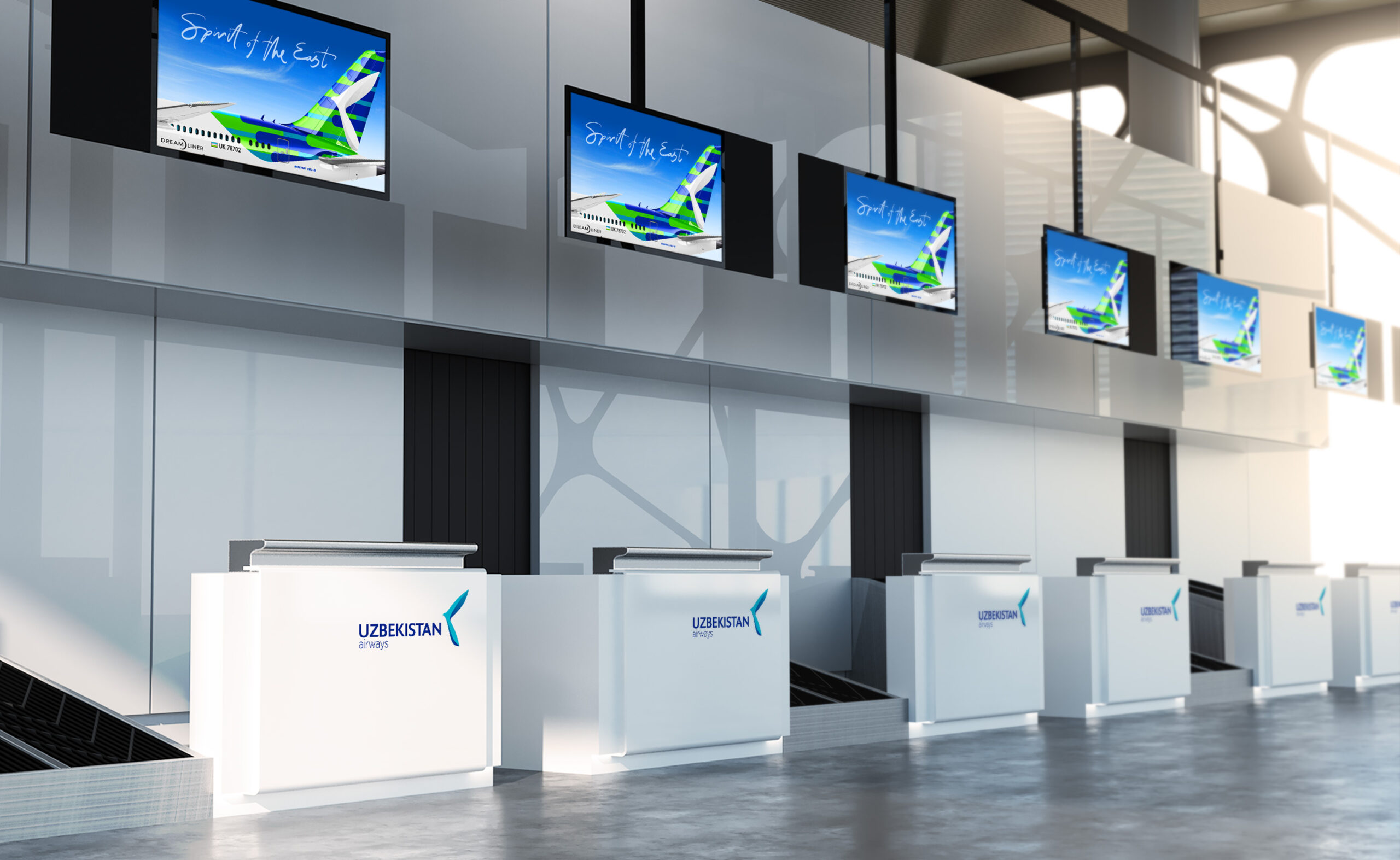 airport interior branding, rebranding, airport check-in design, брендирование стоек регистрации, брендинг в аэропорту, airlines brand