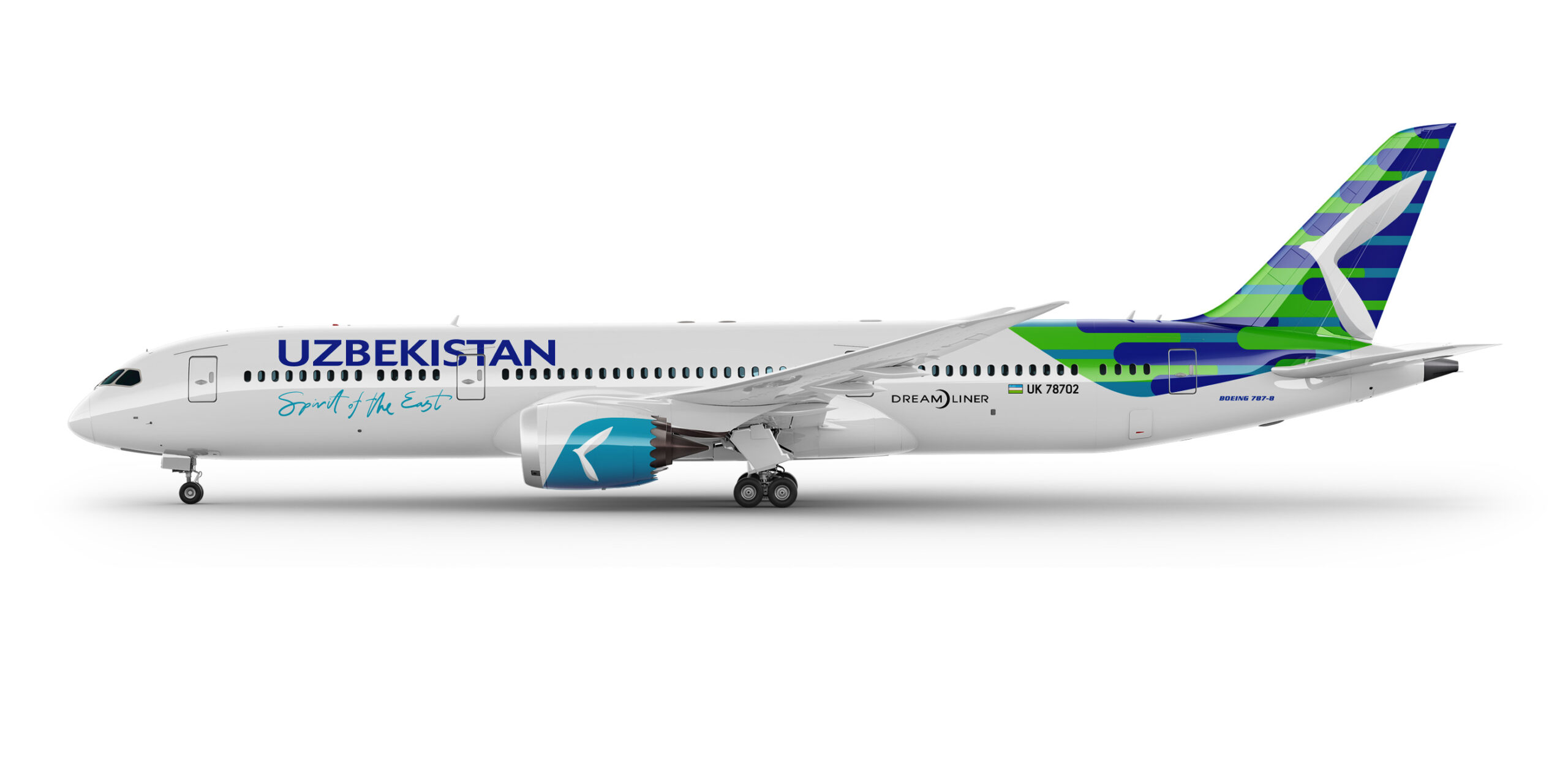 aircraft branding, дизайн ливреи самолета, uzbekistan airways, livery design, boeing 787, engine branding, logo bird
