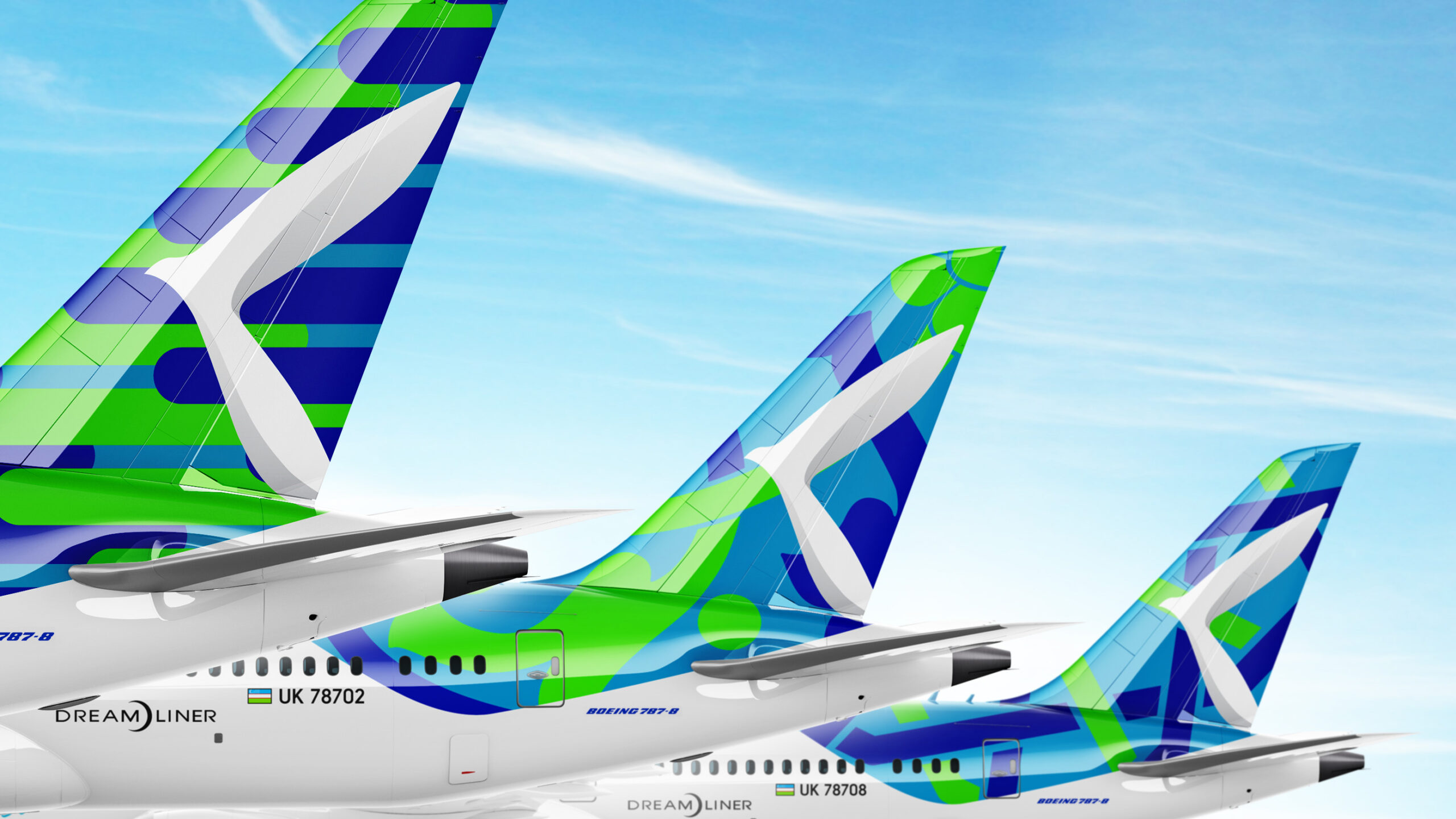 aircraft livery design, airplane tail, livery, girih, boeing, дизайн ливреи, Узбекистон хаво йуллари, dreamliner