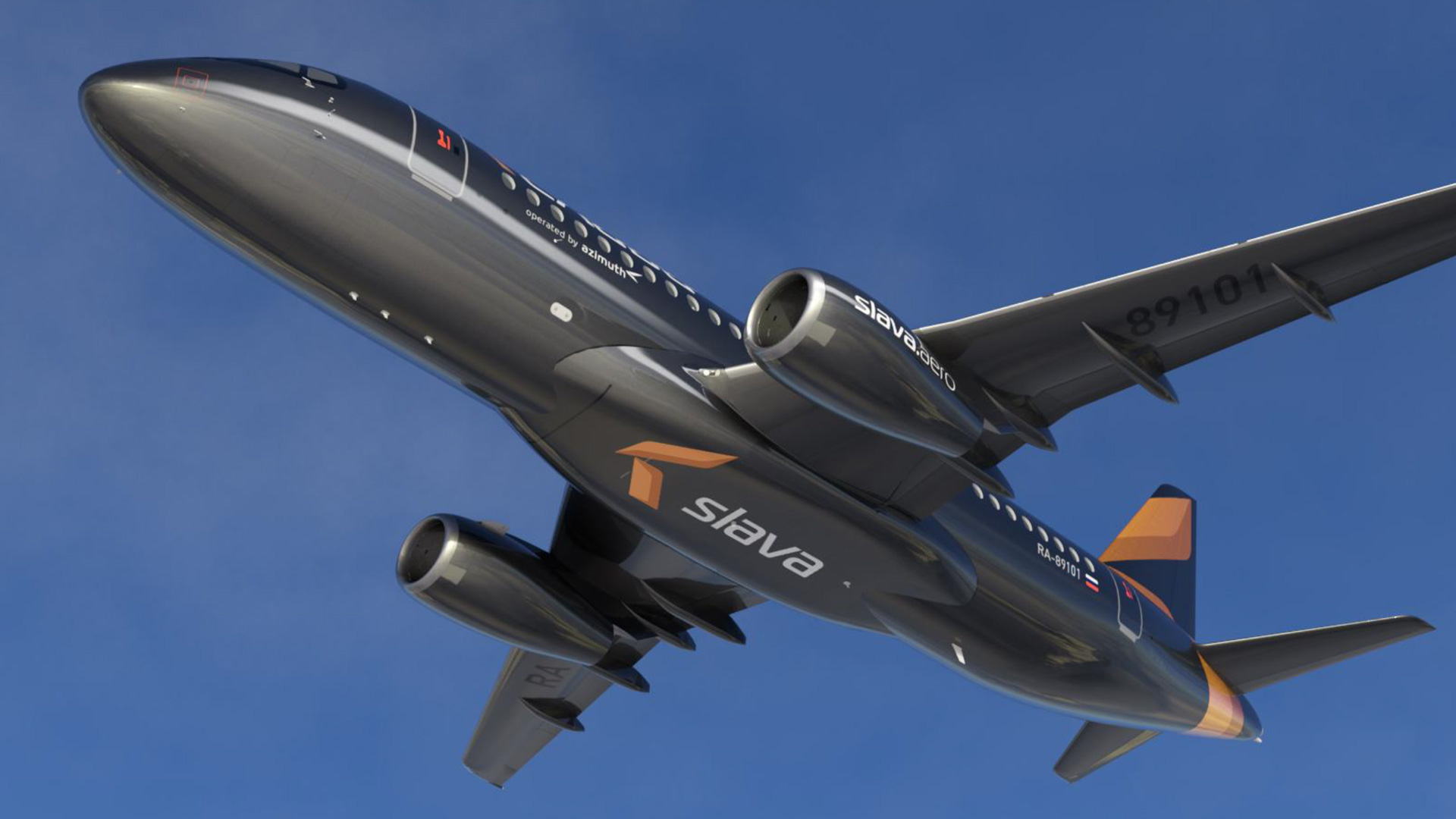 Авиакомпания Слава, брендинг, дизайн ливреи, черная ливрея, Asgard Branding, Slava Airlines