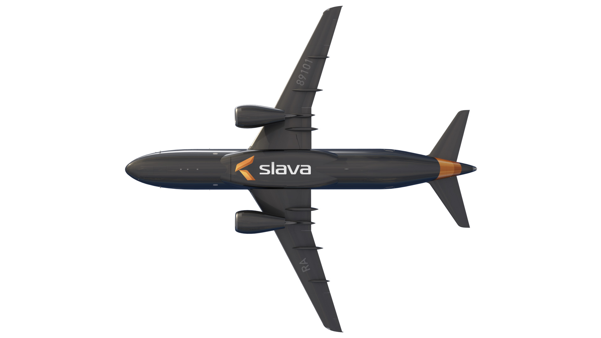 Slava Airlines, branding, livery design, black livery, Asgard Branding, bottom view